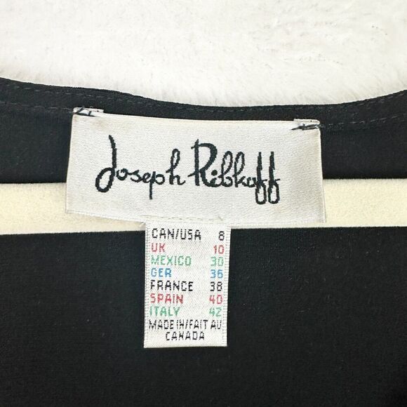 Joseph Ribkoff Silky Knit Cocoon Dress Size 8 Black Short Sleeve Hi Low - Picture 5 of 5